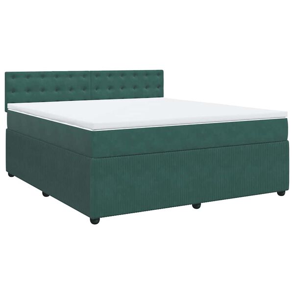 vidaXL Boxspringbett mit Matratze Dunkelgr&uuml;n 180x200 cm Samt