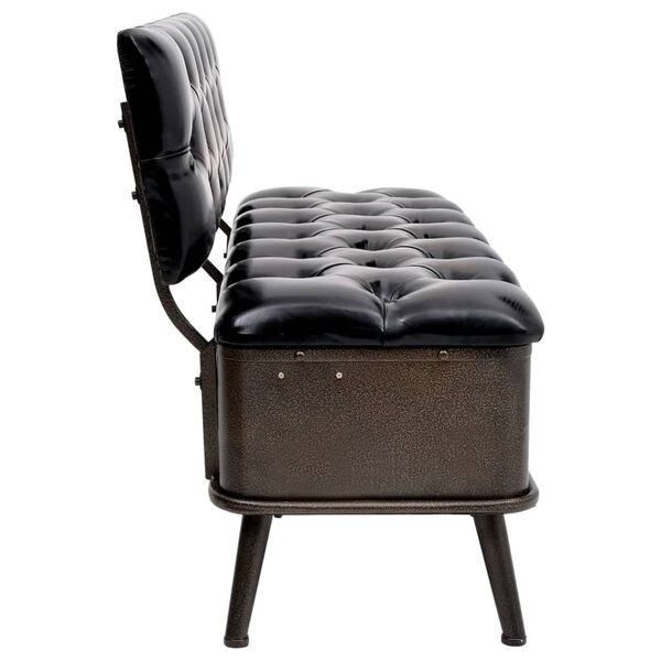 vidaXL Sitzbank mit Stauraum und R&uuml;ckenlehne 110cm Schwarz Kunstleder