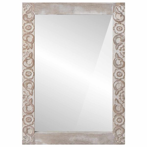 vidaXL Badezimmer Spiegel Wei&szlig; 70 x 50 x 2,5 cm Massivholz Mango