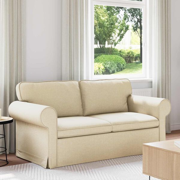 vidaXL Sofa 140cm Creme Metall