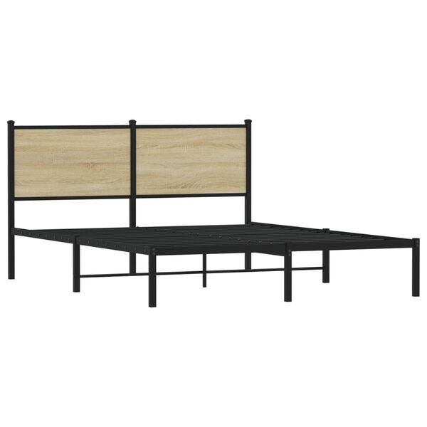 vidaXL Metallbett ohne Matratze Sonoma-Eiche 150x200 cm