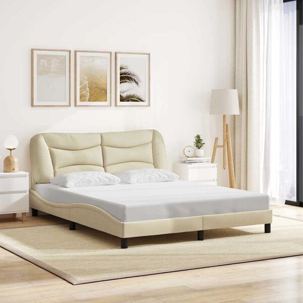 vidaXL Bettgestell ohne Matratze "Hvar" Creme 160x200 cm Stoff