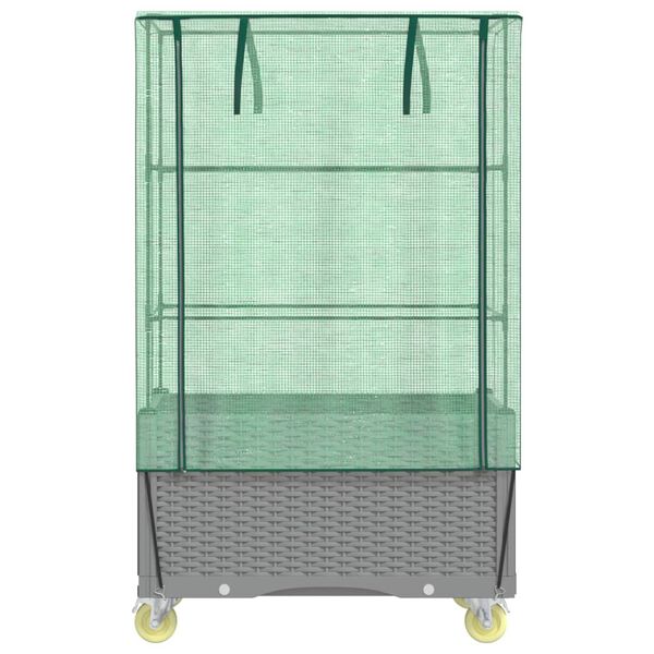 vidaXL Hochbeet mit Aufsatz und Rollen Rattan-Optik 80x50x182 cm