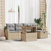 vidaXL Garten-Sofa-Set mit Kissen mit Speicher 6 pcs Beige Poly Rattan