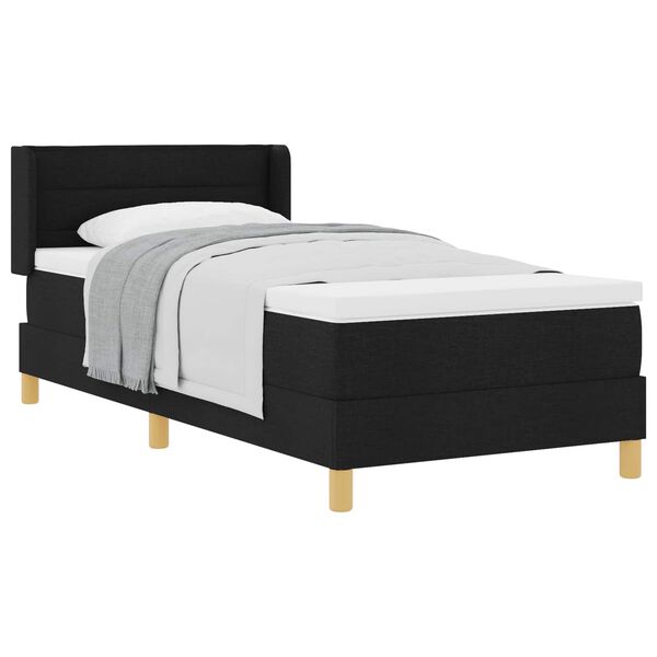 vidaXL Boxspringbett mit Matratze Schwarz 200 x 100 cm Polyester