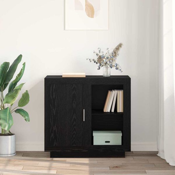 vidaXL Sideboard Schwarz Eichen-Optik 80 x 40 x 75 cm Holzwerkstoff