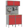 vidaXL Arbeitsschrankset mit Schubladen mit Regal 6 pcs Rot
