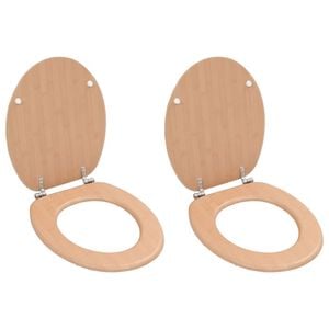 vidaXL Toilettensitze 2 Stk. mit Deckel MDF Bambus-Design