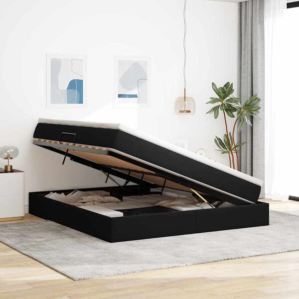 vidaXL Aufbewahrungsbett mit Matratze Schwarz 160 x 200 cm Samt