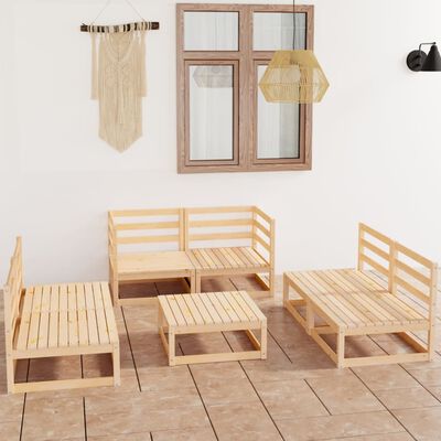 vidaXL 7-tlg. Garten-Lounge-Set Massivholz Kiefer