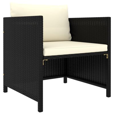 vidaXL 12-tlg. Garten-Lounge-Set mit Kissen Poly Rattan Schwarz