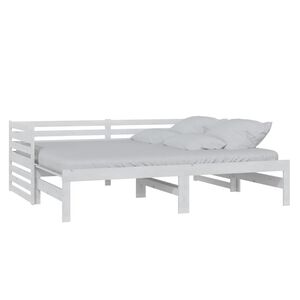 vidaXL Ausziehbares Tagesbett Wei&szlig; Massivholz Kiefer 2x(90x200) cm