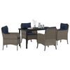 vidaXL Garten Essgruppe mit Kissen 5 pcs Grau Poly-Rattan