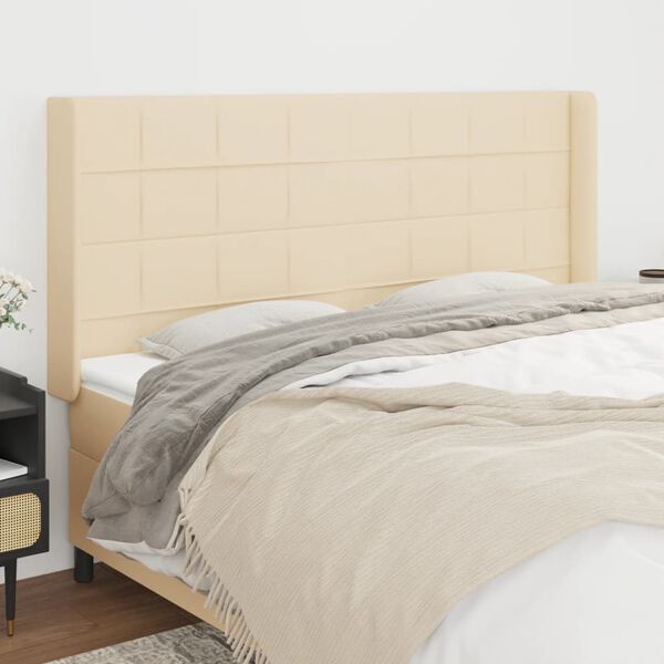 vidaXL Kopfteil mit Ohren Creme 183x16x118/128 cm Stoff