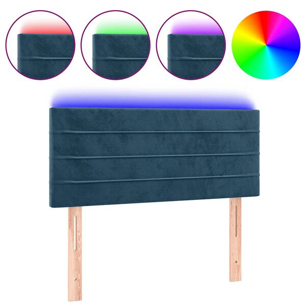 vidaXL LED Kopfteil Dunkelblau 100x5x78/88 cm Samt