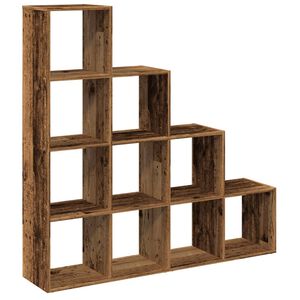 vidaXL Raumteiler-B&uuml;cherregal 4 Stufen Altholz-Optik 131,5x29x131,5 cm