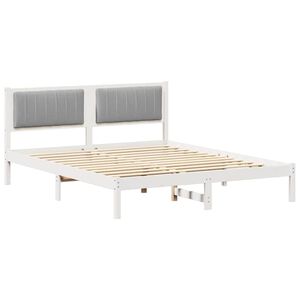 vidaXL Bettgestell mit gepolstertem Kopfteil Hellgrau 160 x 200 cm