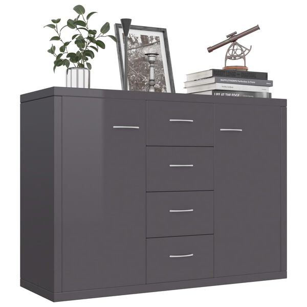 vidaXL Sideboard Hochglanz-Grau 88x30x65 cm Holzwerkstoff