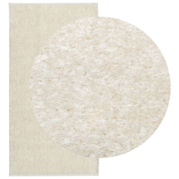 vidaXL Teppich ISTAN Hochflor Gl&auml;nzend Creme 100x200 cm