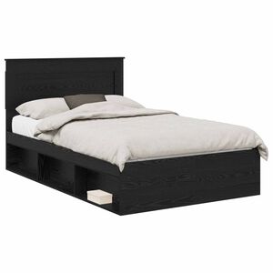 vidaXL Bettrahmen Schwarz Eichen-Optik 120 x 190 cm Holzwerkstoff