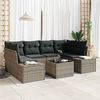 vidaXL Sofa Set mit Kissen 7 pcs Grau Poly Rattan