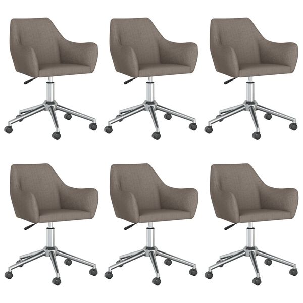 vidaXL Esszimmerst&uuml;hle 6 Stk. Drehbar Taupe Stoff