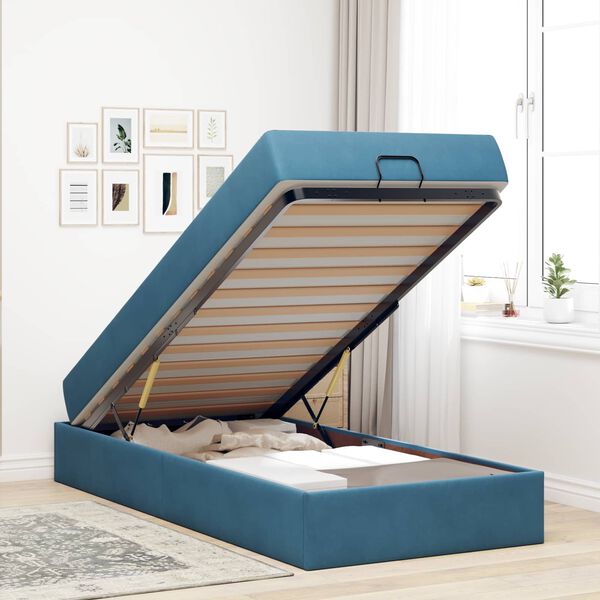 vidaXL Bettgestell mit Matratze mit Matratze 2 pcs Blau Samt