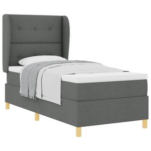 vidaXL Boxspringbett mit Kopfteil Dunkelgrau 200 x 80 cm Stoff
