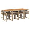 vidaXL 9-tlg. Garten-Essgruppe mit Kissen Beige Poly Rattan