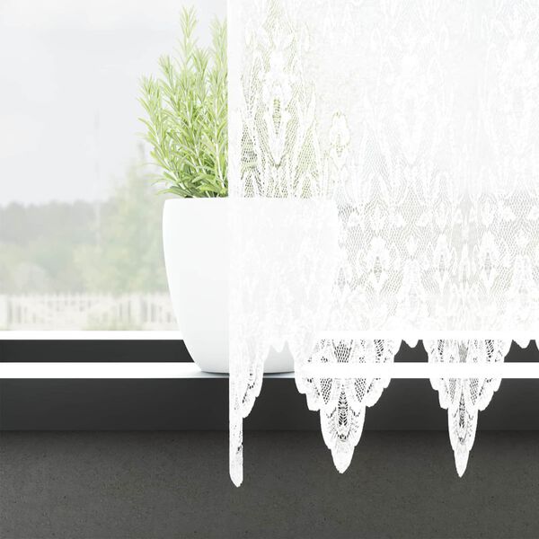 vidaXL Spitzenvorhang mit Vorh&auml;ngen Floral Wei&szlig; 120 x 750 cm Polyester