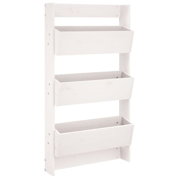 vidaXL Wand-Pflanzkübel mit 3 Fächern 60x18,5x110 cm Weiß Kiefernholz