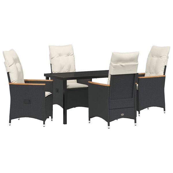 vidaXL Garten Essgruppe mit Kissen 5 pcs Schwarz Poly-Rattan