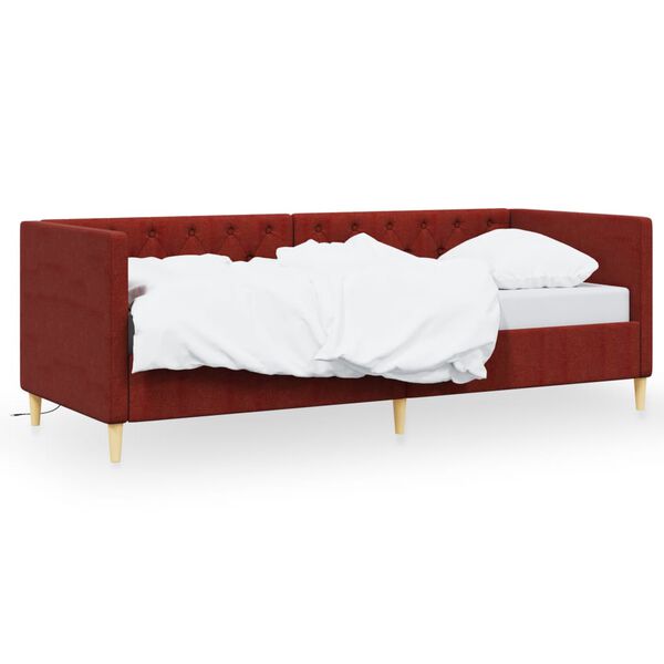 vidaXL Tagesbett USB Weinrot Stoff 90x200 cm