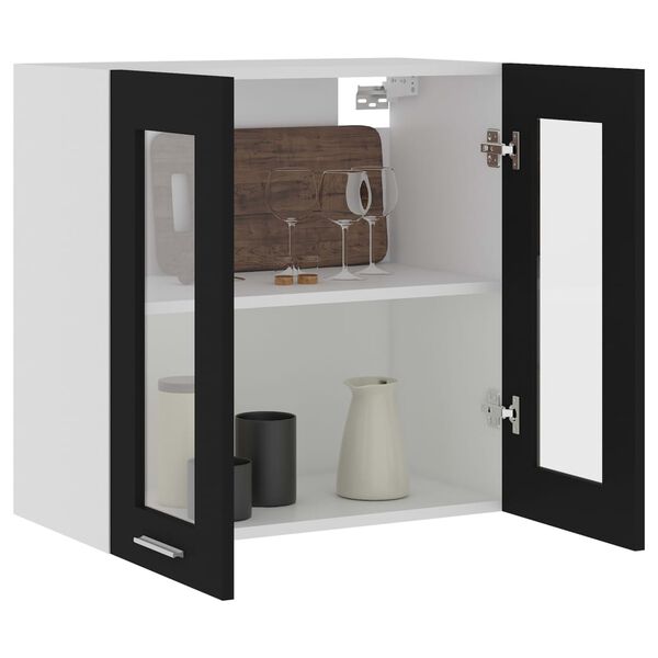 vidaXL H&auml;ngeglasschrank Lyon Schwarz 60x31x60 cm Holzwerkstoff