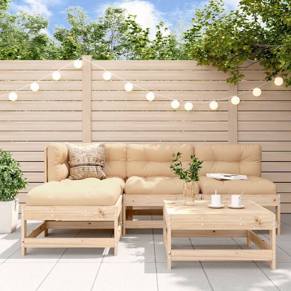 vidaXL 5-tlg. Garten-Lounge-Set mit Kissen Massivholz