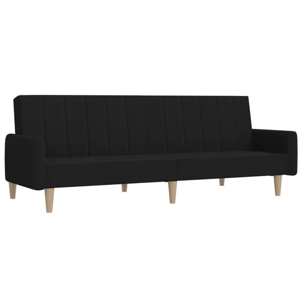 vidaXL Schlafsofa 2-Sitzer mit Fu&szlig;hocker Schwarz Stoff