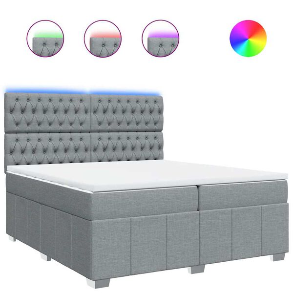 vidaXL Boxspringbett mit Matratze Hellgrau 200x200 cm Stoff