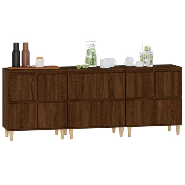 vidaXL Sideboards 3 Stk. Braun Eichen-Optik 60x35x70 cm Holzwerkstoff