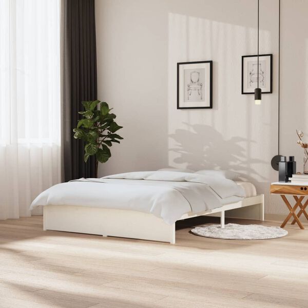 vidaXL Massivholzbett Wei&szlig; 150x200 cm