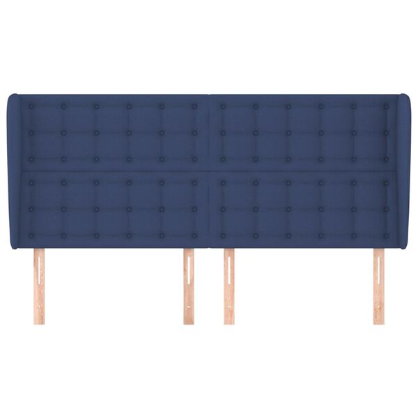vidaXL Kopfteil mit Ohren Blau 203x23x118/128 cm Stoff