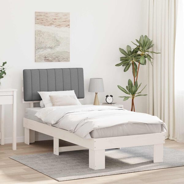 vidaXL Bettgestell mit gepolstertem Kopfteil Hellgrau 90 x 190 cm