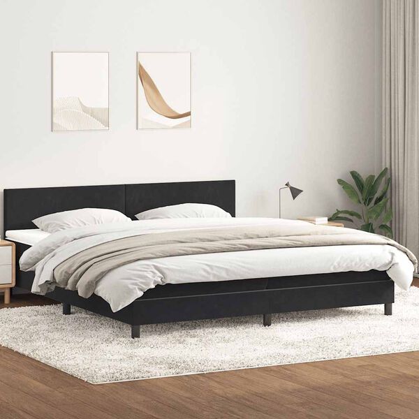 vidaXL Boxspringbett mit Matratze & LED Schwarz 180x220 cm Samt