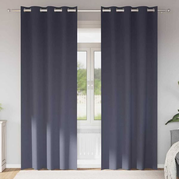 vidaXL Verdunkelungs-Vorh&auml;nge mit Ringen 2 pcs Anthrazit 245 x 140 cm