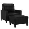 vidaXL Sessel mit Hocker Schwarz 60 cm Kunstleder