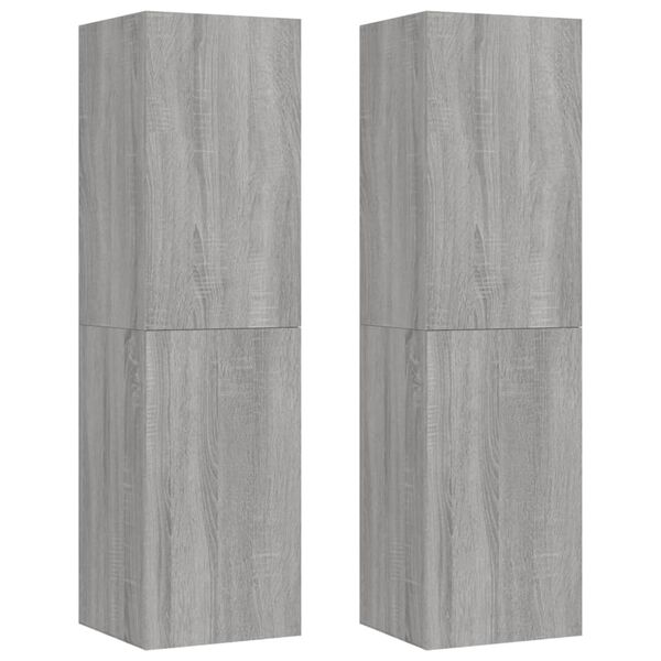 vidaXL TV-Wandschr&auml;nke 2 Stk. Grau Sonoma 30,5x30x110 cm