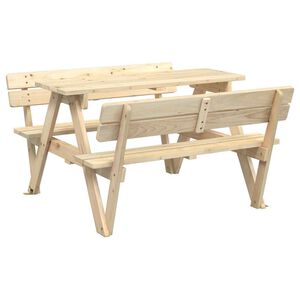 vidaXL Picknicktisch f&uuml;r 4 Kinder mit Schirmloch Massivholz Tanne