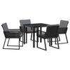 vidaXL Garten Essgruppe 5 Stk. Schwarz Pulverbeschichteter Stahl