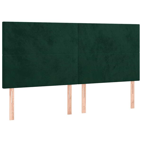 vidaXL LED Kopfteil Dunkelgr&uuml;n 180x5x118/128 cm Samt