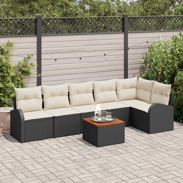 vidaXL Garten-Sofa-Set 7 pcs Schwarz und Wei&szlig;