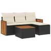 vidaXL 5-tlg. Garten-Sofagarnitur mit Kissen Schwarz Poly Rattan